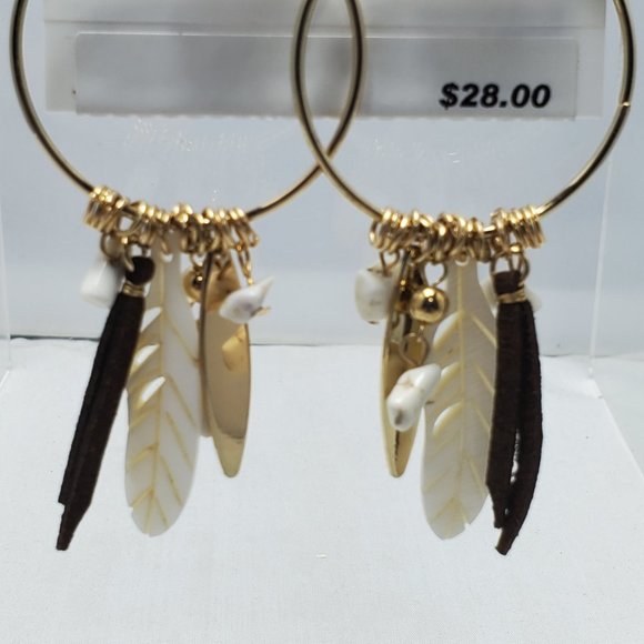 Relativity Gold tone Post Open Circle Charm Earrings - Picture 4 of 5